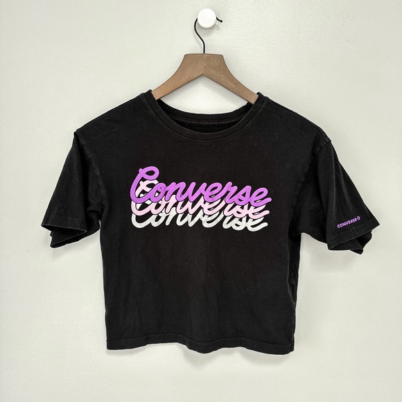 Converse Girls Crop Oversized T Shirt - Picture 1 of 3